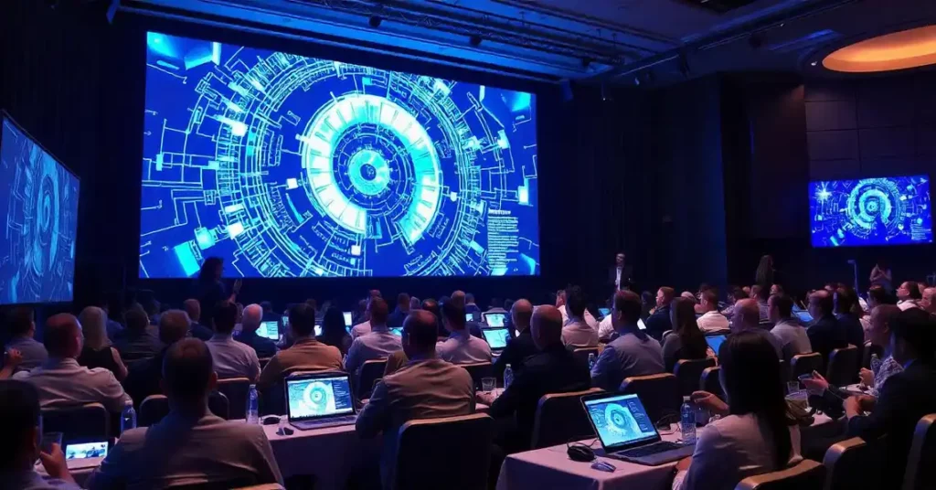 imagem de uma conferência para ilustrar texto com 10 eventos de tecnologia