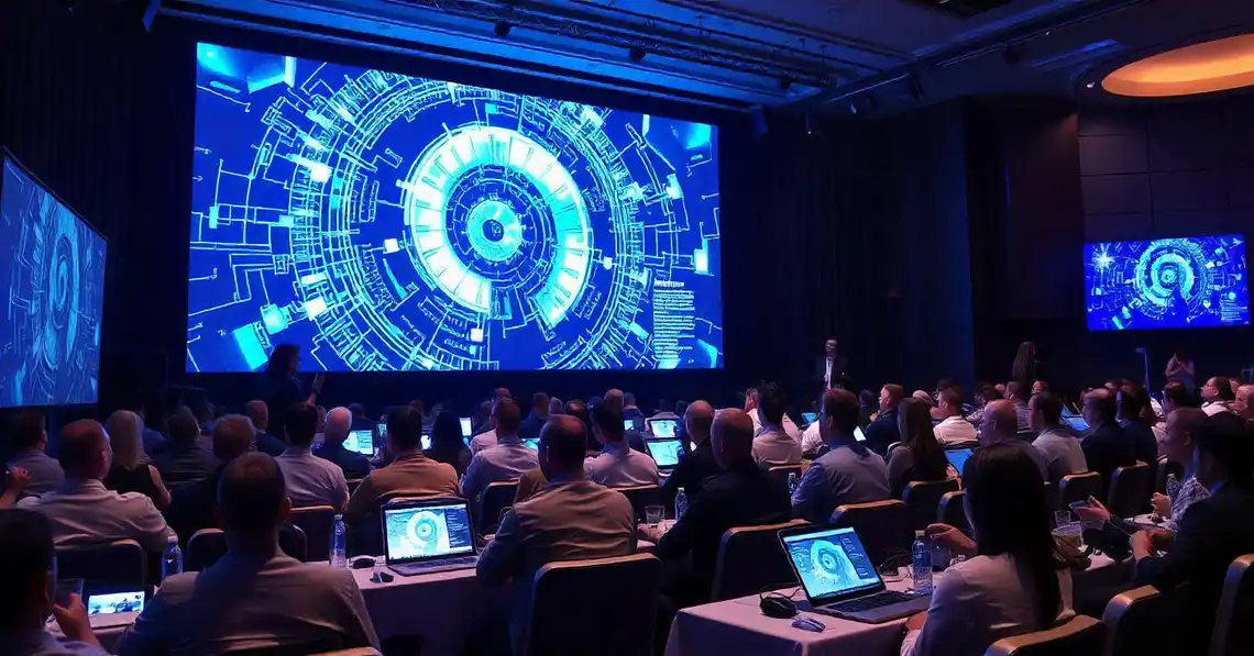 imagem de uma conferência para ilustrar texto com 10 eventos de tecnologia