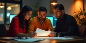 profissionais analisando relatório para ilustrar texto sobre Integrated Risk Management